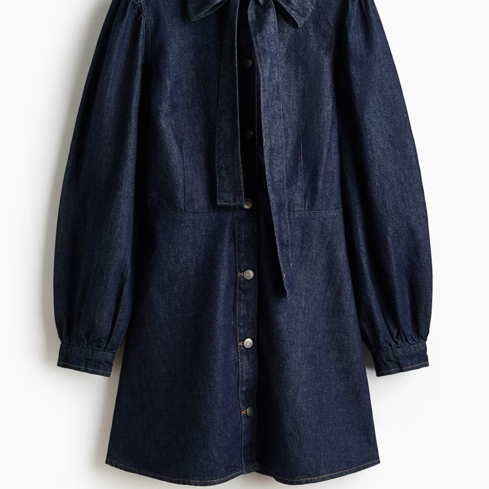 Tie detail denim dress H&M Brand new with tags! Size Large.